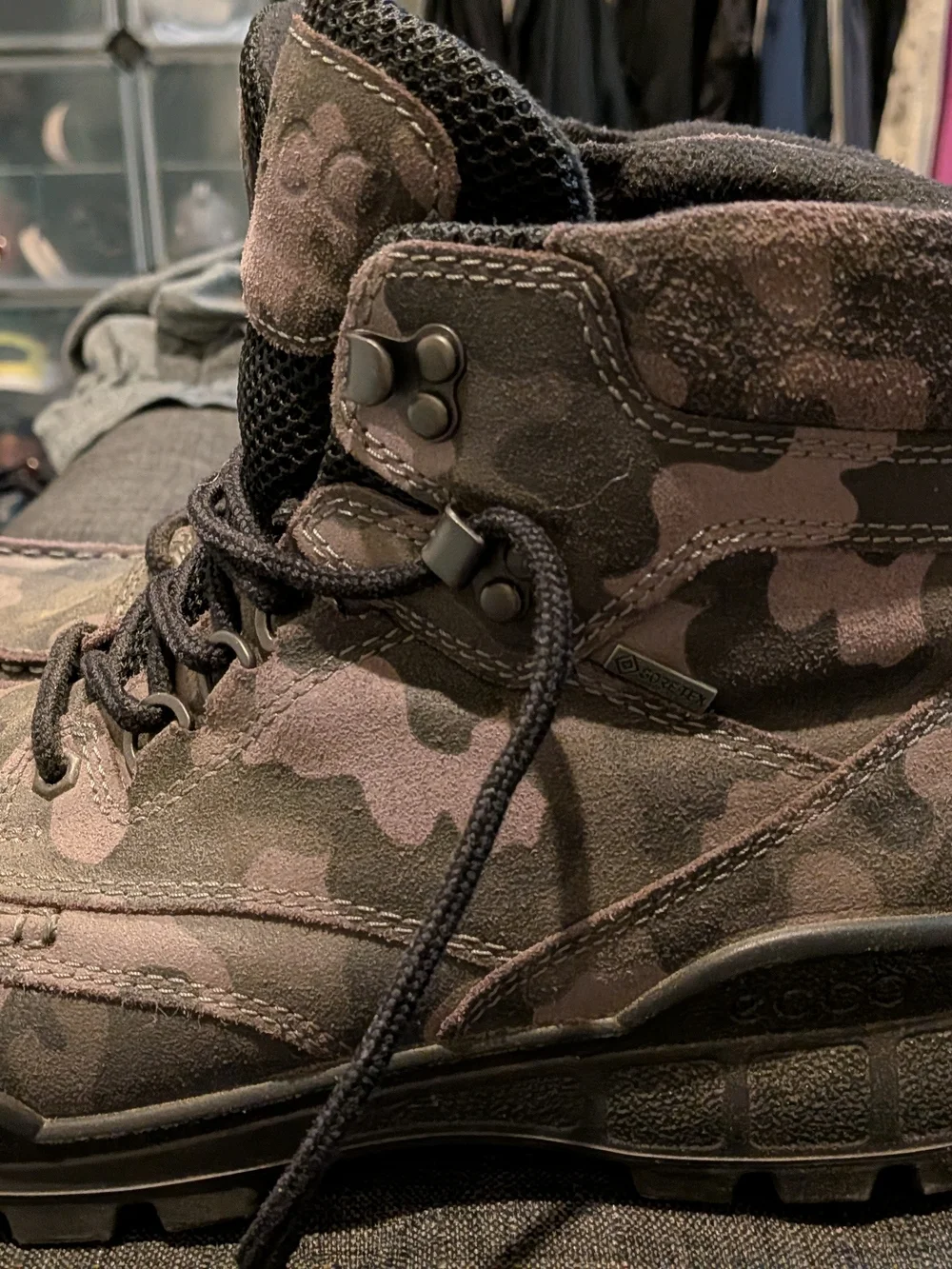 ECCO Men's Camo Leather Lace-Up Boots in Gray
